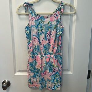 Lilly Pulitzer Girls' Sundari Romper Size L 10/12 Blue Ibiza Gimme the Juice